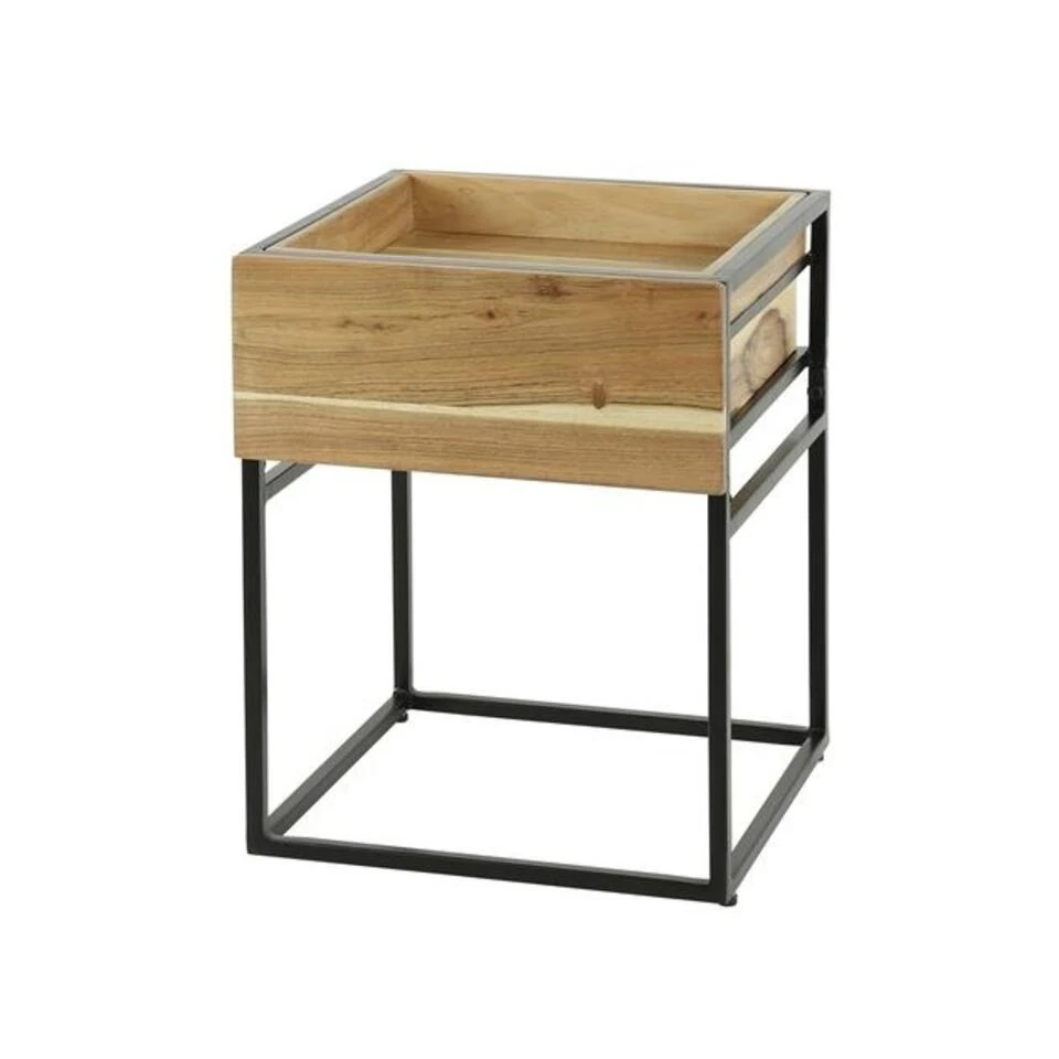 Industrieel Nachtkastje Michael Acaciahout 1 Lade - 40x40x50 Cm - Hout - Bruin 3 Industrieel Nachtkastje Michael Acaciahout 1 Lade - 40x40x50 Cm - Hout - Bruin