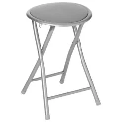 5five Bijzet Krukje/stoel - Opvouwbaar - Zilver/grijs - 46 Cm