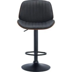 CLP Barkruk Nova Kunstleer Walnoot - Zwart -Woonmeubelwinkel 1000099013 0102