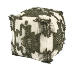 Hoyz Collection - Poef P611 Groen/grijs - 45x25x45