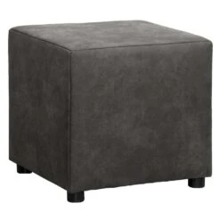 Hocker Nando - Antraciet - Stof Preston - 46x46x46 Cm -Woonmeubelwinkel 10209445 0300