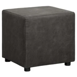 Hocker Nando - Antraciet - Stof Preston - 46x46x46 Cm -Woonmeubelwinkel 10209445 0301