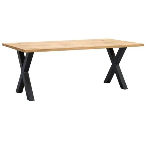 UMIX Eettafel Houston X-poot - 75x180x90 Cm - Eiken/zwart