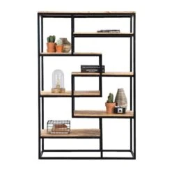 Wandmeubel Kyan - Zwart/naturel - 180x120x40 Cm -Woonmeubelwinkel 10600656 0140