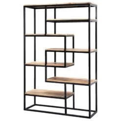 Wandmeubel Kyan - Zwart/naturel - 180x120x40 Cm -Woonmeubelwinkel 10600656 0301