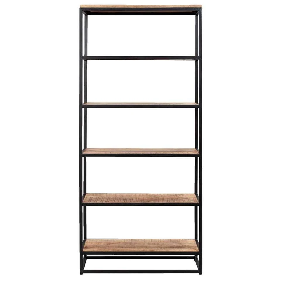 Boekenkast Logan - Mangohout - 180x80x40 Cm 3 Boekenkast Logan - Mangohout - 180x80x40 Cm