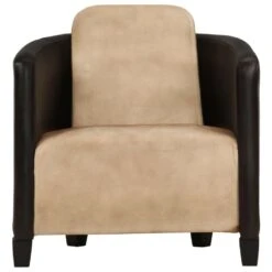 VidaXL Fauteuil Echt Leer Tan En Zwart -Woonmeubelwinkel 1073c2fa340343068d6c848178949181