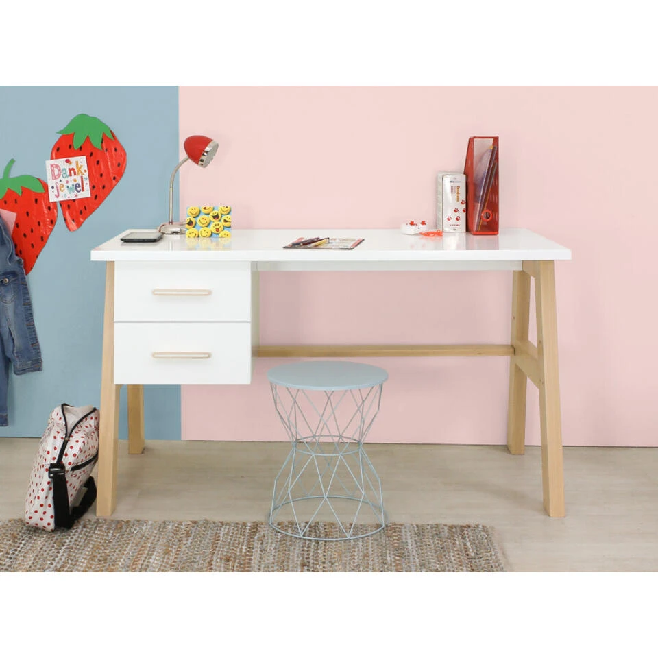 Bopita Lisa Bureau - Wit/Naturel 4 Bopita Lisa Bureau - Wit/Naturel - Afbeelding 2