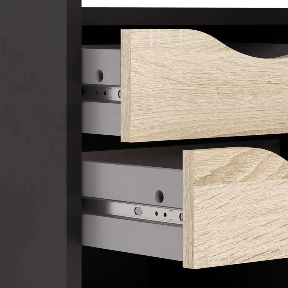 Hoekbureau Hannover - Zwart/eikenkleur - 76,8x145x81 Cm 6 Hoekbureau Hannover - Zwart/eikenkleur - 76,8x145x81 Cm - Afbeelding 4