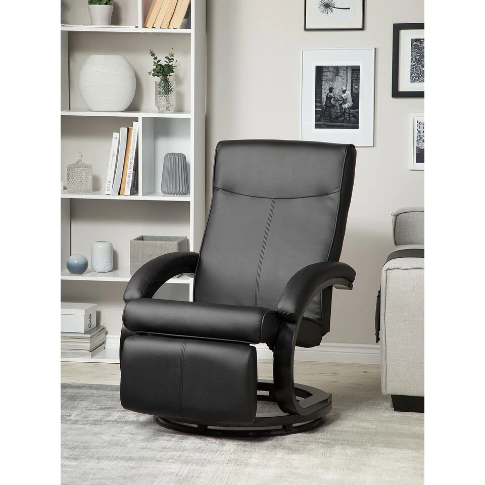 Beliani TV-fauteuil MIGHT - Zwart Kunstleer 6 Beliani TV-fauteuil MIGHT - Zwart Kunstleer - Afbeelding 4