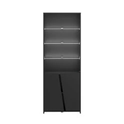 Kast Levi Met LED - Zwart - 180x67x28 Cm -Woonmeubelwinkel 11909006 0140