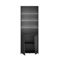 Kast Levi Met LED - Zwart - 180x67x28 Cm -Woonmeubelwinkel 11909006 0141