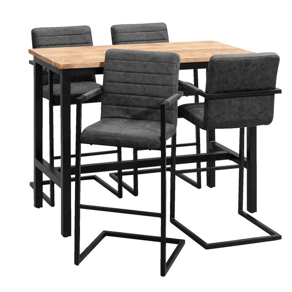 Bartafel Kyan - Zwart/naturel - 105x137x67 Cm 5 Bartafel Kyan - Zwart/naturel - 105x137x67 Cm - Afbeelding 3