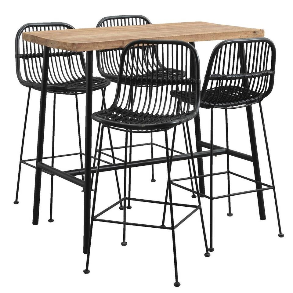 Bartafel Jimmy - Zwart/naturel - 105x60x110 Cm 5 Bartafel Jimmy - Zwart/naturel - 105x60x110 Cm - Afbeelding 3