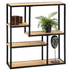 Wandkast Jaxx - Zwart/naturel - 70x65x20 Cm -Woonmeubelwinkel 11950020 0330