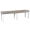 VidaXL Bankje 160 Cm Natuurlijk Kubu Rattan En Massief Mangohout Wit -Woonmeubelwinkel 1239759216