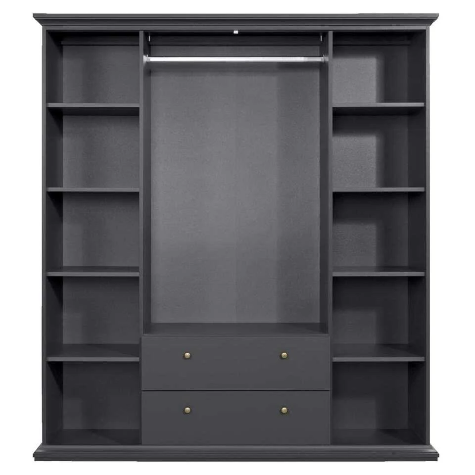 Kledingkast Amber - Antraciet - 200,6x181x60,5 Cm 5 Kledingkast Amber - Antraciet - 200,6x181x60,5 Cm - Afbeelding 3