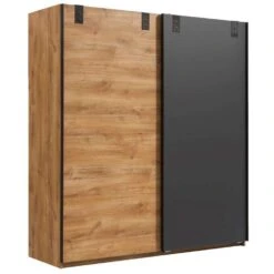 Schuifdeurkast Dex - Eikenkleur/grafiet - 198x180x64 Cm -Woonmeubelwinkel 12403240 0300