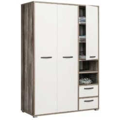 Kledingkast Mono 3-deurs - Wit/steigerhoutlook - 201x138x57 Cm -Woonmeubelwinkel 12403480 0330