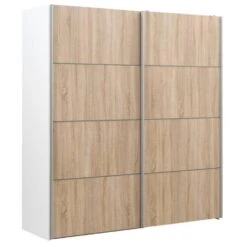 Schuifdeurkast Verona Wit - Eikenkleur - 200x182x64 Cm 9 Schuifdeurkast Verona Wit - Eikenkleur - 200x182x64 Cm -Woonmeubelwinkel 12403800 0300