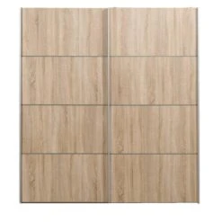 Schuifdeurkast Verona Wit - Eikenkleur - 200x182x64 Cm