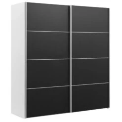Schuifdeurkast Verona Wit - Zwart - 200x182x64 Cm -Woonmeubelwinkel 12403805 0300