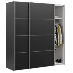 Schuifdeurkast Verona Antraciet - Zwart - 200x182x64 Cm -Woonmeubelwinkel 12403815 0330