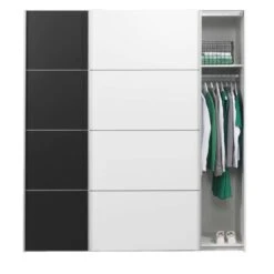 Schuifdeurkast Verona Wit - Zwart/wit - 200x182x64 Cm 8 Schuifdeurkast Verona Wit - Zwart/wit - 200x182x64 Cm -Woonmeubelwinkel 12403830 0140