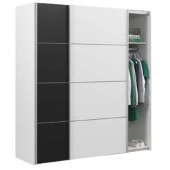 Schuifdeurkast Verona Wit - Zwart/wit - 200x182x64 Cm 9 Schuifdeurkast Verona Wit - Zwart/wit - 200x182x64 Cm -Woonmeubelwinkel 12403830 0330
