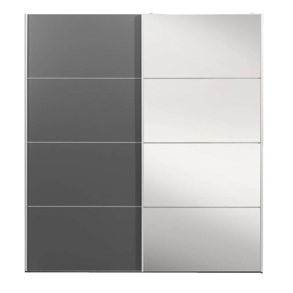 Schuifdeurkast Verona Antraciet - Antraciet/spiegel - 200x182x64 Cm 3 Schuifdeurkast Verona Antraciet - Antraciet/spiegel - 200x182x64 Cm