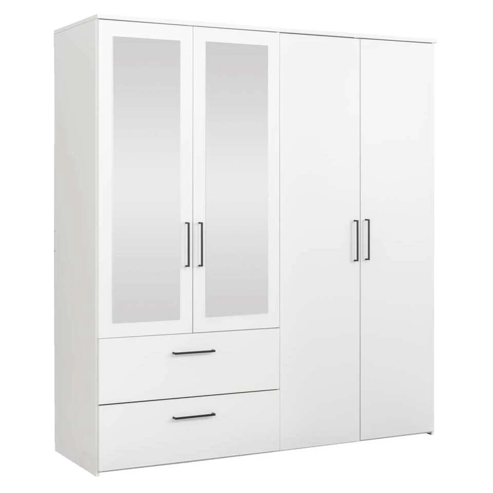 Kledingkast Orleans 4 Deurs - Wit - 201x181x58 Cm 6 Kledingkast Orleans 4 Deurs - Wit - 201x181x58 Cm - Afbeelding 4
