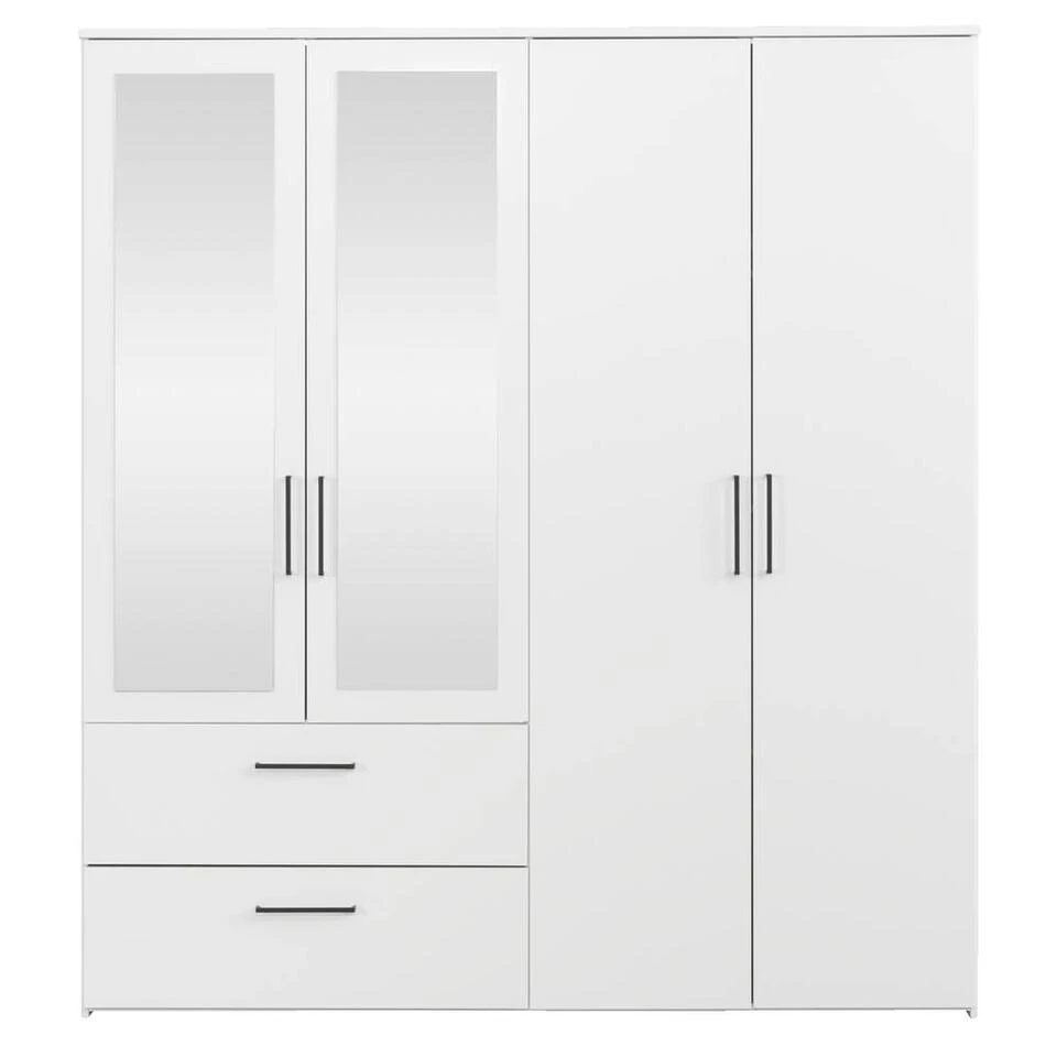 Kledingkast Orleans 4 Deurs - Wit - 201x181x58 Cm 3 Kledingkast Orleans 4 Deurs - Wit - 201x181x58 Cm