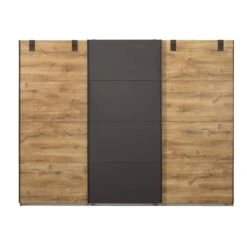 Schuifdeurkast Dex XL - Eikenkleur/grafiet - 210x270x65 Cm