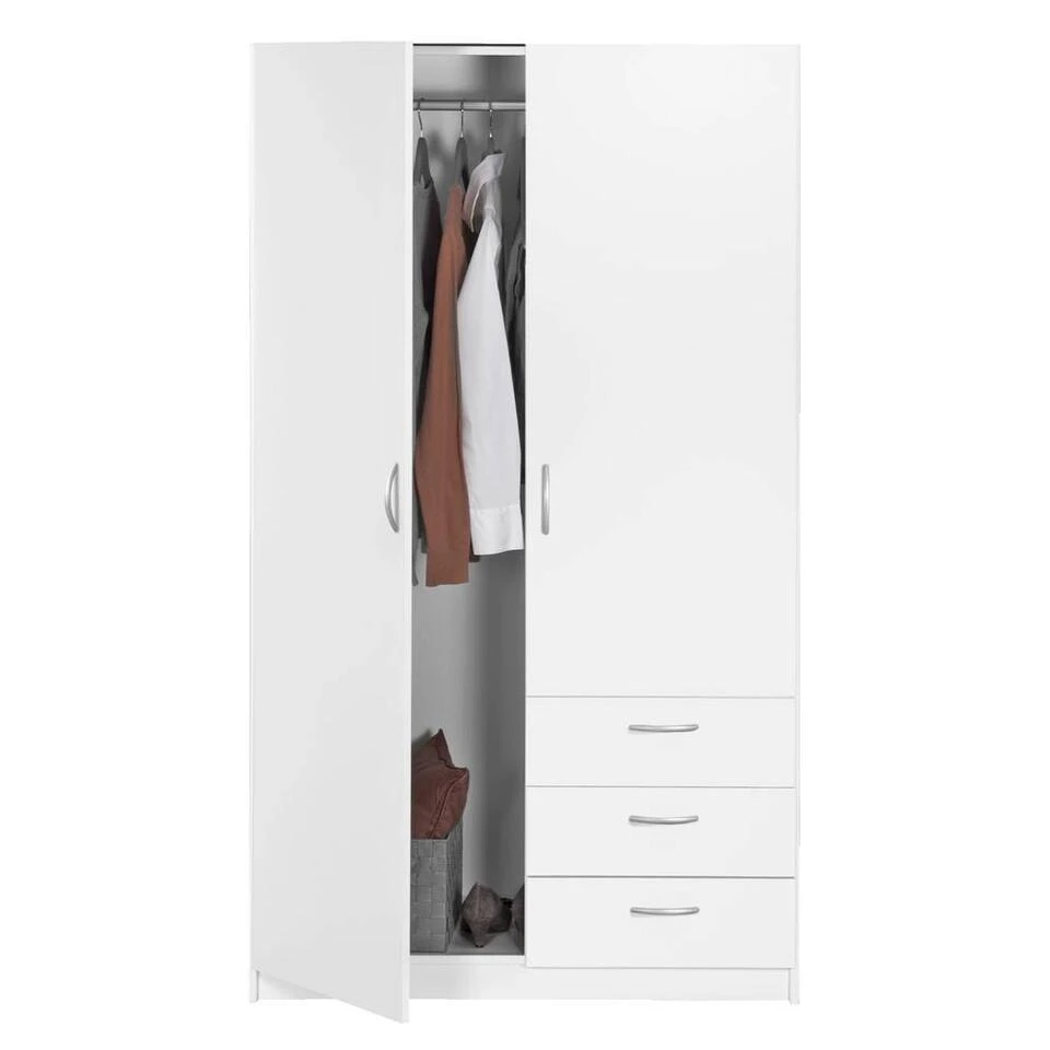 Kledingkast Varia 2-deurs - Wit - 175x97x50 Cm 6 Kledingkast Varia 2-deurs - Wit - 175x97x50 Cm - Afbeelding 4