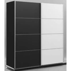 Schuifdeurkast Verona Zwart - Zwart/wit - 200x182x64 Cm -Woonmeubelwinkel 12404075 0300