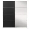 Schuifdeurkast Verona Zwart - Zwart/spiegel - 200x182x64 Cm -Woonmeubelwinkel 12404085