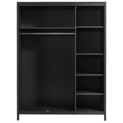 Kledingkast Madeira 3-deurs - Zwart - 199x150x58 Cm -Woonmeubelwinkel 12404115 0220