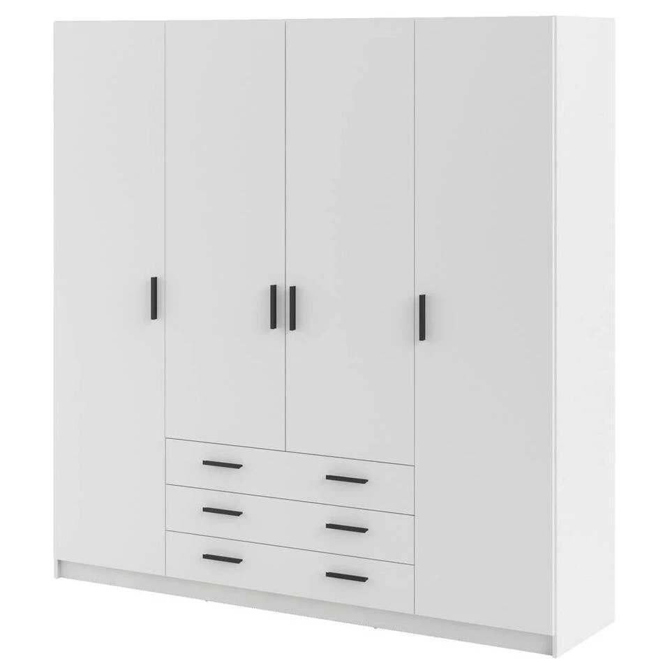 Kledingkast Sprint 4-deurs - Wit - 200x196x50 Cm 4 Kledingkast Sprint 4-deurs - Wit - 200x196x50 Cm - Afbeelding 2