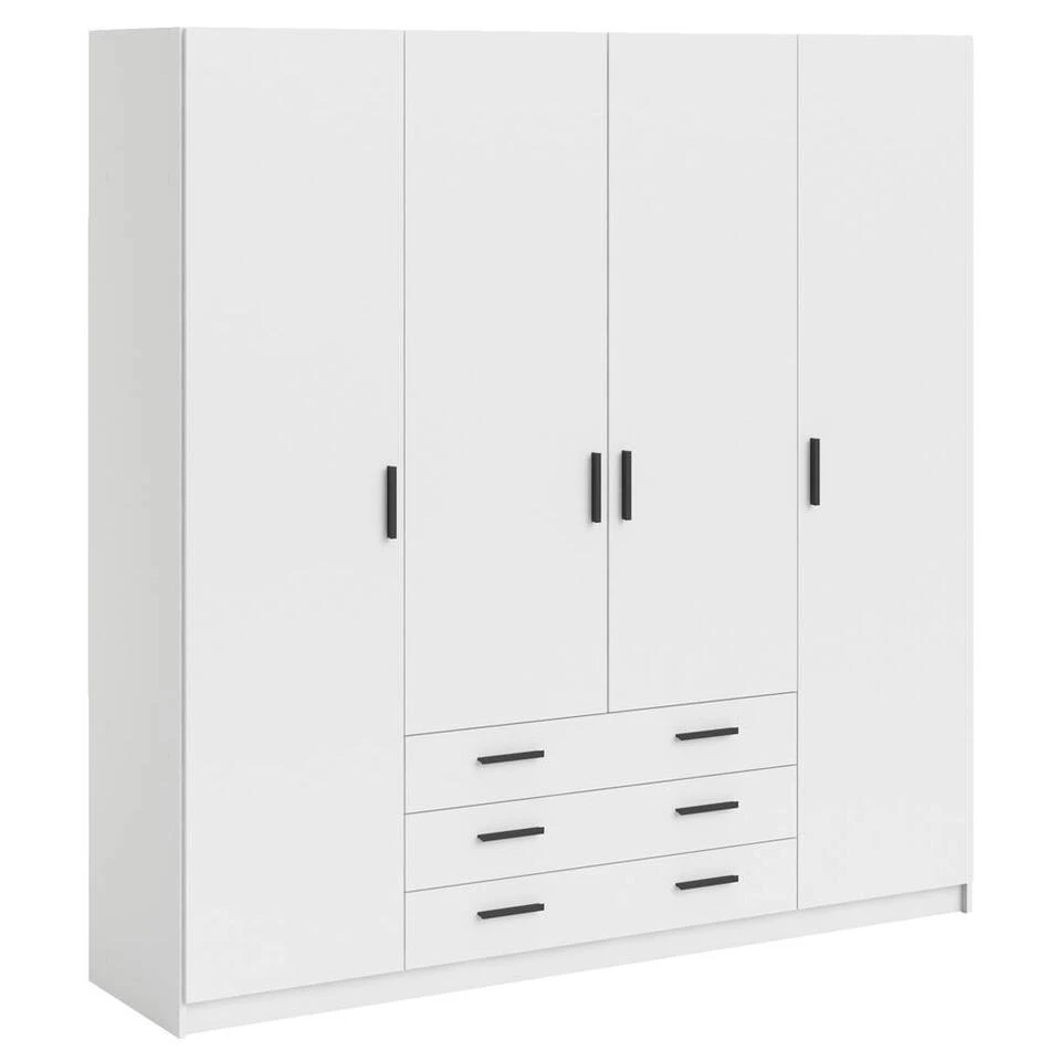 Kledingkast Sprint 4-deurs - Wit - 200x196x50 Cm 5 Kledingkast Sprint 4-deurs - Wit - 200x196x50 Cm - Afbeelding 3