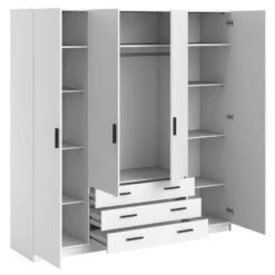 Kledingkast Sprint 4-deurs - Wit - 200x196x50 Cm 9 Kledingkast Sprint 4-deurs - Wit - 200x196x50 Cm -Woonmeubelwinkel 12404210 0330