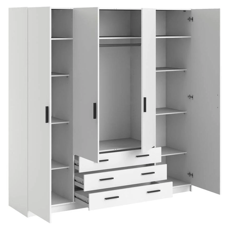 Kledingkast Sprint 4-deurs - Wit - 200x196x50 Cm 6 Kledingkast Sprint 4-deurs - Wit - 200x196x50 Cm - Afbeelding 4