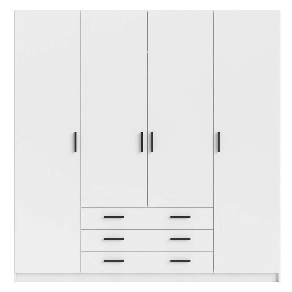 Kledingkast Sprint 4-deurs - Wit - 200x196x50 Cm 3 Kledingkast Sprint 4-deurs - Wit - 200x196x50 Cm