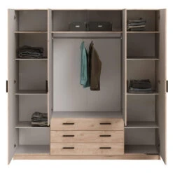 Kledingkast Sprint 4-deurs - Eikenkleur - 200x196x50 Cm -Woonmeubelwinkel 12404230 0331