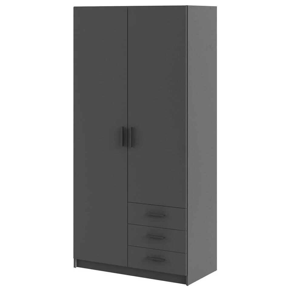 Kledingkast Sprint 2-deurs - Antracietkleur - 200x98,5x50 Cm 4 Kledingkast Sprint 2-deurs - Antracietkleur - 200x98,5x50 Cm - Afbeelding 2