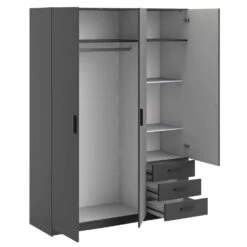 Kledingkast Sprint 3-deurs - Antracietkleur - 200x147x50 Cm -Woonmeubelwinkel 12404245 0330