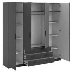 Kledingkast Sprint 4-deurs - Antraciet - 200x196x50 Cm -Woonmeubelwinkel 12404250 0330