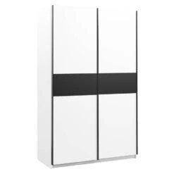 Schuifdeurkast Genua - Wit/antraciet - 204x122x60 Cm -Woonmeubelwinkel 12404275 0300
