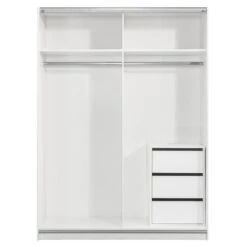 Schuifdeurkast Genua - Wit - 204x150x60 Cm -Woonmeubelwinkel 12404335 0222