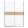 Schuifdeurkast Genua - Wit/eikenkleur - 204x150x60 Cm -Woonmeubelwinkel 12404345