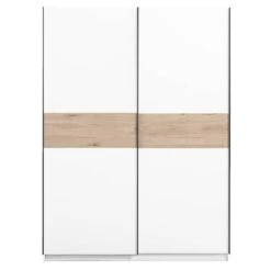 Schuifdeurkast Genua - Wit/eikenkleur - 204x150x60 Cm